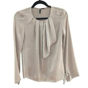 Stile Benetton Womens Blouse XS Gold Semi Sheer Office Career Business Casual